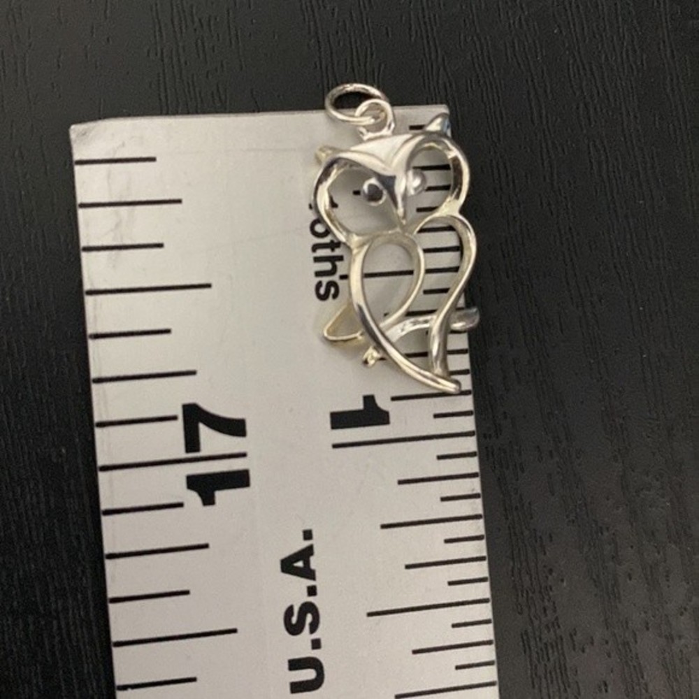 Sterling Silver Owl Charm Pendant - Picture 5 of 5